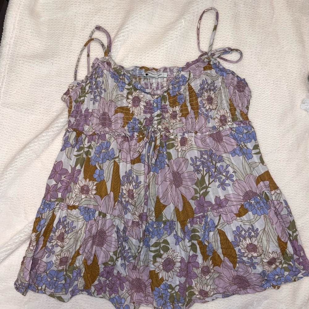 American Eagle flower tank top purple